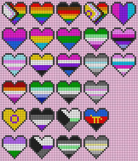 Pixel Art Ideas Anime, Heartstopper Leaves Pixel Art, Nerd Pixel Art, Heart Pixel Pattern, Technoblade Pixel Art, Pixilated Art Cute, Pixel Art Words, Pride Crochet Ideas, Perler Bead Pride Patterns