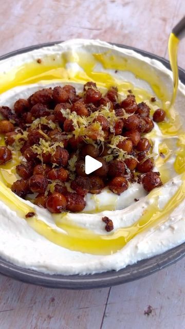 Mediterranean Diet Meal Challenge | Crispy Chickpeas with Whipped Feta - Recipe below - this is one of my fav dips ever, perfect for when you have people over this weekend. ... | Instagram Meal Challenge, Cottage Meals, Mediterranean Life, Feta Recipe, Feta Recipes, Feta Dip, Crispy Chickpeas, Whipped Feta, Lemon Salt