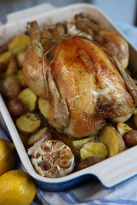 Chicken Poulet, Make Chicken Broth, Roast Chicken Recipe, Lemon Thyme, French Recipes, French Roast, Roast Chicken Recipes, Citrus Chicken, Summer Dishes