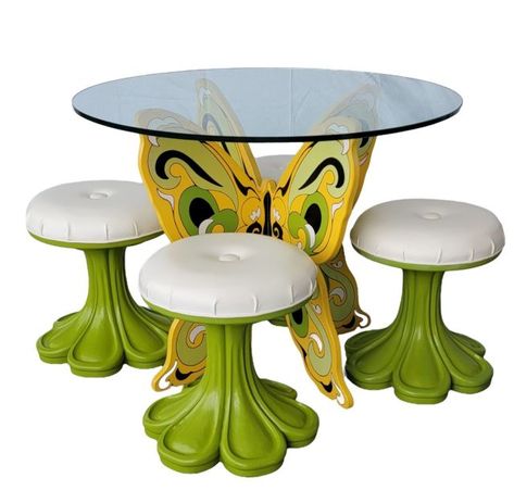 🌼 camilla 🌸 on Tumblr Butterfly Table, Vanity Design, Table Stool, Mirror Interior, Outdoor Dining Set, Modern Spaces, Wood Construction, Butterfly Design, Table Set