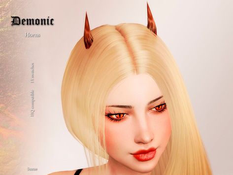 [Suzue] Demonic Horns Demon Horns, Film Texture, Sims 4 Anime, Disney With A Toddler, Disney Hats, Simple Hoop Earrings, Sims Four, Sims 4 Collections, Sims 4 Mods Clothes