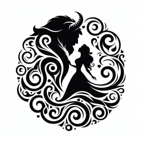 Celtic Tattoo For Women, Beauty And The Beast Silhouette, Beautiful Spine Tattoos, Disney Inspired Tattoos, Disney Silhouette Art, Chest Tattoo Ideas, Spine Tattoo Ideas, Wood Burning Patterns Stencil, Mexican Art Tattoos