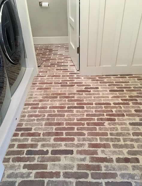 Brick Floor, Farmhouse Flooring, Laundry Room Renovation, Reclaimed Brick, Brick Pavers, Brick Flooring, Brick Tiles, Kitchen Farmhouse, Room Renovation