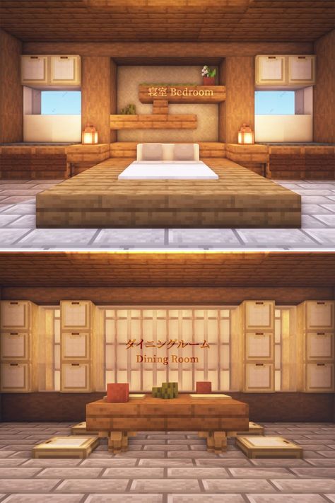 Japanese House Design Minecraft, Minecraft Waiting Room, Minecraft Japanese Kitchen, Japanese Themed Minecraft Builds, Minecraft Japanese Bedroom, Minecraft Rooms Bedrooms, Japanese Buildings Minecraft, Japanese House Minecraft Ideas, Japanese Minecraft Ideas