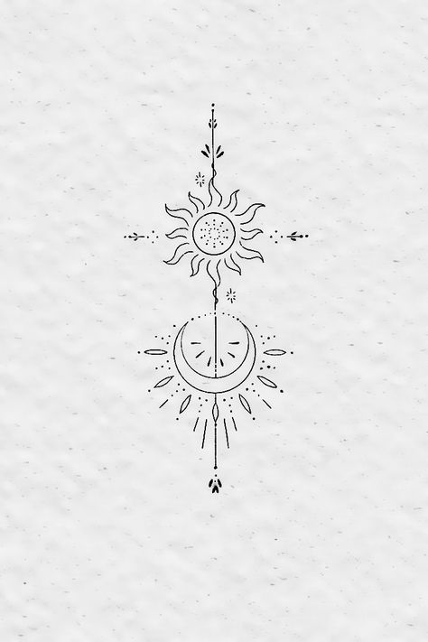 Forearm Tattoos Linework, Sun And Moon Behind Ear Tattoo, Celestial Spine Tattoos For Women, Summer Solstice Tattoo, Sun And Moon Tattoo Back, Live By The Sun Love By The Moon Tattoo, Below Elbow Tattoo, Sun And Moon Spine Tattoo, Sonne Mond Tattoo