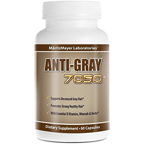 Anti-gray Hair 60 Capsules - Decrease Gray Hair - Restore Natural Hair Color - Contains Essential B Vitamins Minerals and Herbs *** See this great product. (This is an affiliate link) #HairCare Goat Statue, Hair Capsules, Anti Gray Hair, Grow Thicker Hair, Plant Sterols, L Tyrosine, New Hair Growth, B Vitamins, Happy Hair