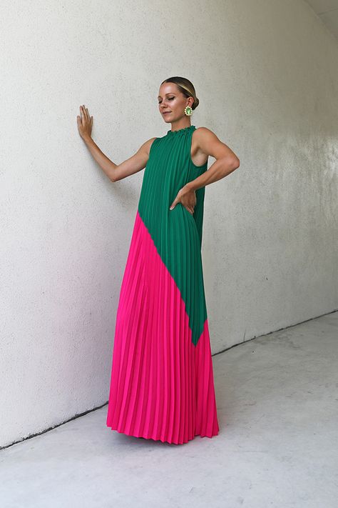 Dress: Sail to Sable x Jenn Lake // Earrings: The Ninon // Sandals: Gucci Long Dress Casual Summer, Long Dresses Casual Maxi, Blair Eadie, Dresses For, For Wedding, Colour Blocking, Elegante Casual, Long Dress Casual, Pleated Maxi Dress