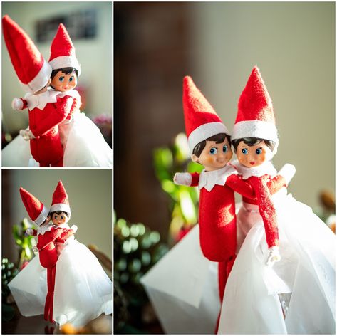 Dash + Sparkle | Married | Elf on the Shelf Wedding - Polar Square Designs Christmas Elf Costume Diy, Elf Wedding Dress, Diy Elf On The Shelf, Diy Elf Costume, Elf Wedding, Diy Christmas Elves, Elf 2024, Diy Elf, One Shoulder Dresses