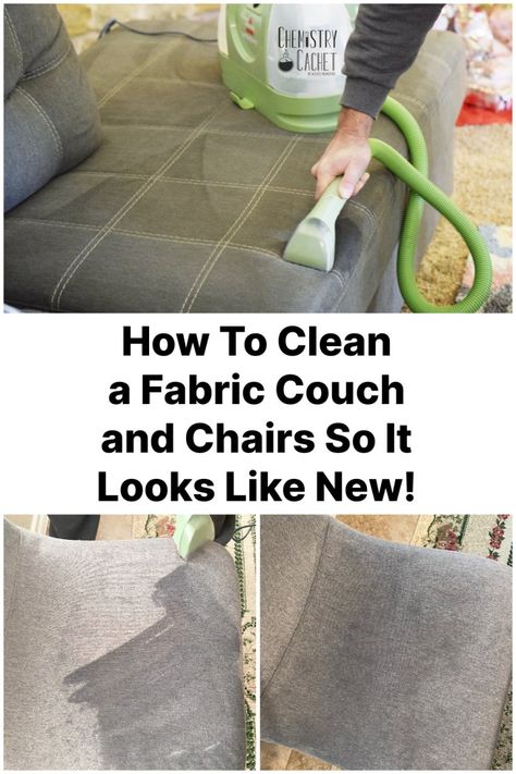 Cleaning Chairs Fabric, Cleaning A Sofa Upholstery, Upholstery Cleaning Solutions, Clean Urine Out Of Couch, Washing Couch Cushions, Best Way To Clean Upholstery Furniture, Fabric Sofa Cleaning Hacks, Homemade Upholstery Cleaner For Machine, How To Clean A Couch Fabric