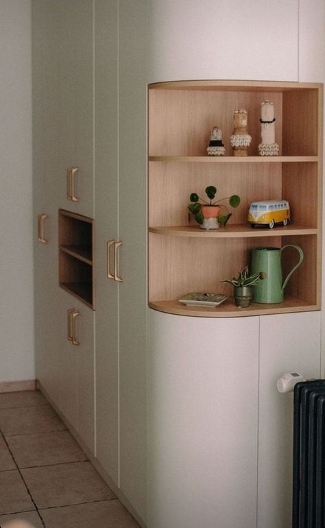 Home Office Furniture Design, Plywood Kitchen, Round Shelf, Corner Kitchen Cabinet, Corner Wardrobe, Corner Cupboard, Round Kitchen, Office Furniture Design, Wardrobe Design Bedroom