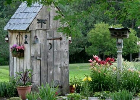 Outhouse Rustic Shed, Out Houses, Tool Shed, Garden Tool Shed, Garden Tool Storage, Backyard Sheds, Backyard Shed, Diy Shed, Garden Tool