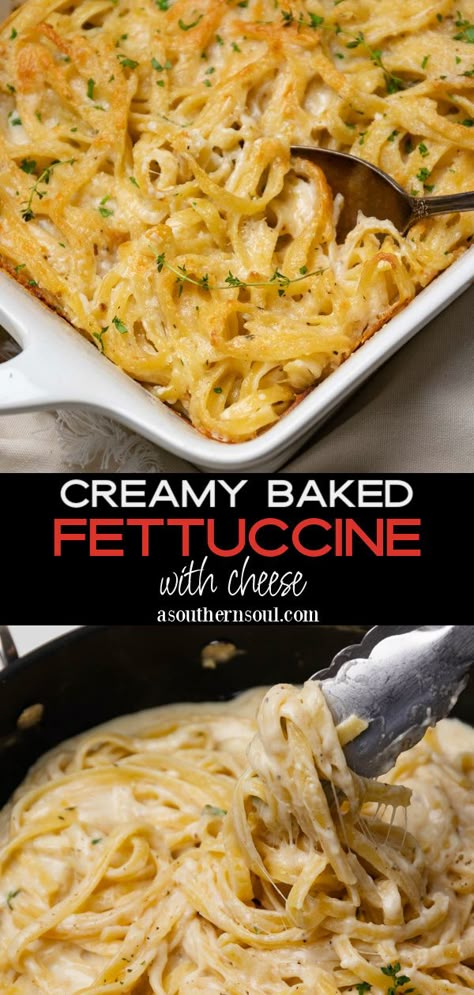 Creamy Baked Fettuccine With Cheese Baked Fettuccine, Fettuccine Sauce, Fetuccini Alfredo, A Southern Soul, Alfredo Sauce Recipe Homemade, Southern Cooking Recipes, Fettuccine Alfredo Recipes, Fettuccine Pasta, Todays Menu