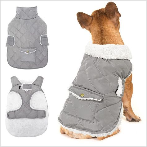 ORZECHKO Dog Winter Coat- Windproof Fleece Warm Thick Dog Jacket for Snow Rainy Cold Weather - Dog Vest Coat Outfits for Smal Dog Walking Outfit, Cold Weather Dogs, Fleece Dog Coat, Heavy Winter Coat, Dog Winter, Dog Winter Coat, Dog Fleece, Dog Clothes Patterns, Grey Dog