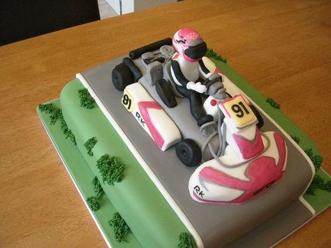 Go Kart Cake Some Of The Go Kart Is Made Out Of Cake The Rest Of It Is Fondant Go-kart cake - some of the go-kart is made out of cake the... Dog Cake, Family Birthdays, Cakes For Boys, 10th Birthday, 7th Birthday, Go Kart, Holiday Celebration, Little People, 4th Birthday