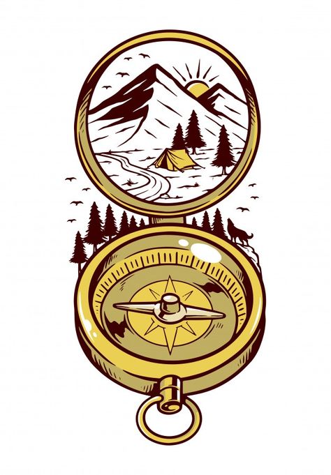 Natural compass illustration | Premium Vector #Freepik #vector #circle #hand #map #cartoon Map Cartoon, Compass Illustration, Camping Cartoon, Mountain Illustration, Arte Inspo, Icon Set Vector, 로고 디자인, Icon Illustration, Cartoon Styles