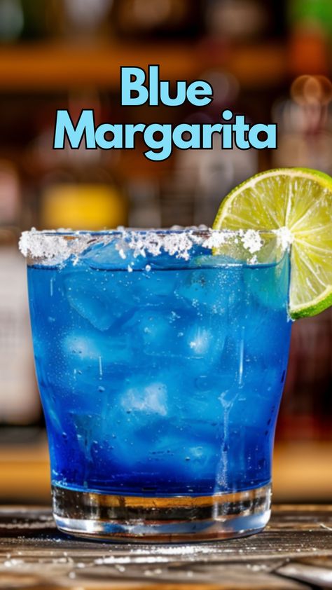 Blue Margarita Blue Margarita Recipe, Bartender Recipes, Blue Margarita, Flavored Margaritas, Summer Drinks Alcohol, Batch Cocktails, Bright Blue Color, Cocktails To Try, Blue Drinks