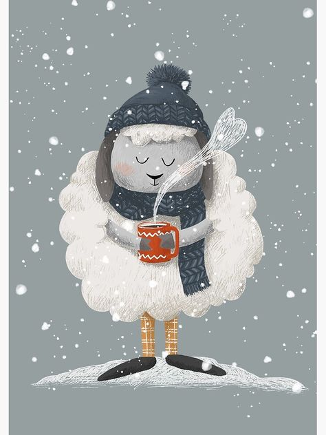 Winter Karten, Winter Illustration, A Sheep, Art Et Illustration, Christmas Drawing, Winter Art, Christmas Mood, Christmas Illustration, Illustration Inspiration