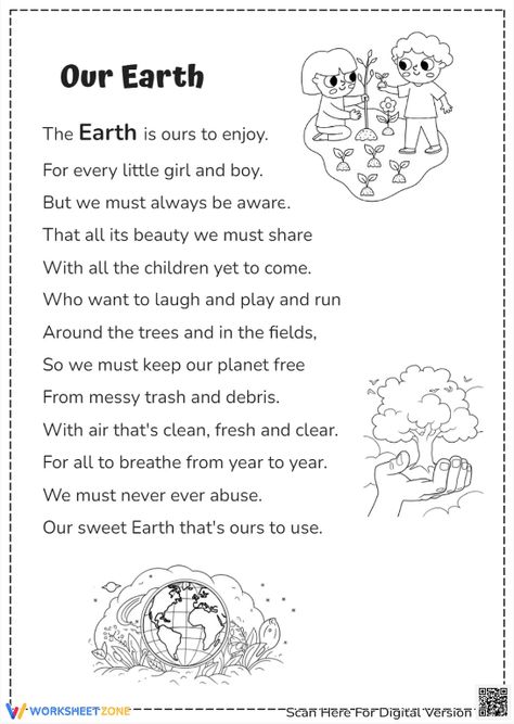 Exploring the important messages of the Earth Day and thinking about your roles and your actions. Try it out! #earthday #theearth #poems #earthdaypoems #printables #worksheet #kidsactivities #platingtrees #trees #plants #printableforkid #reading #poemsforkids #pdf #diy #save #planet Poem About Environment, Mother Earth Poem, Poem On Environment, Nature Poems For Kids, Science Poems, Earth Day Poems, Earth Poems, Earth For Kids, Poem About Myself