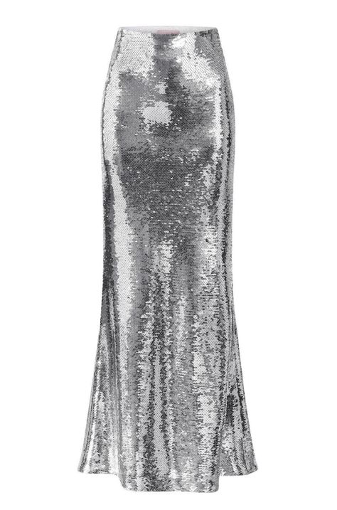 Nue Studio - Silver Arielle maxi skirt £1,035 Shiny Skirts, Sparkly Skirt, Taffeta Skirt, Embellished Midi Dress, Sparkle Skirt, Stacked Jewelry, Old Hollywood Glamour, Hollywood Glamour, Shop Swimwear