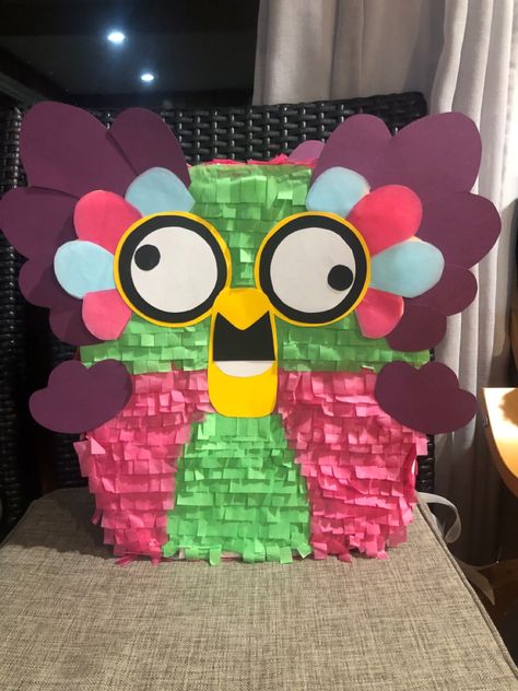 DIY chattermax piñata. Easy to make shape, decorate with crepe paper and card Chattermax Pinata, Decorate With Crepe Paper, Second Birthday, Crepe Paper, 5th Birthday, 1st Birthday, Merlin, Party Ideas, Nursery