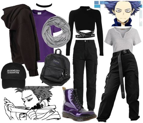 Outfit Ideas Cargo Pants Black, Shinsou Hitoshi Cosplay, Mina Ashido Clothing Style, Shinsou Headcanons, Shinsou Hitoshi Hero Costume, Mha Inspired Outfits, Shinsou Cosplay, Shinsou Kinnie, Easy Cosplay Costumes