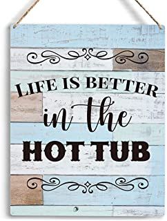 Amazon.com : hot tub room decor Hot Tub Decor Ideas Backyard, Hot Tub Signs, Hot Tub Decorating, Tub Room, Hot Tub Privacy, Hot Tub Room, Diy Hot Tub, Round Signs, Hot Tub Backyard