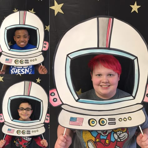 Space Party Photo Booth, Space Photo Booth Props, Outer Space Photo Booth, Space Literacy Night, Space Themed Family Literacy Night, Space Themed Photo Booth, Space Themed Literacy Night, Space Reading Activities, Outer Space Classroom Theme Decorations