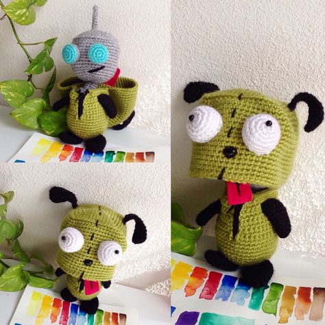 #gir #invaderzim # zim #crochet #amigurumi Crochet Gir Free Pattern, Gir Invader Zim Crochet Pattern Free, Invader Zim Crochet Pattern Free, Crochet Invader Zim, Fandom Crochet, Beginning Crochet, Beginner Crochet Projects, Invader Zim, Fun Crochet Projects