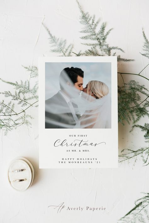 Marry Christmas Card, Wedding Christmas Card, Holiday Templates, Valentines Day Photos, Photo Card Template, Married Christmas, Team Board, Personalized Card, Photo Card