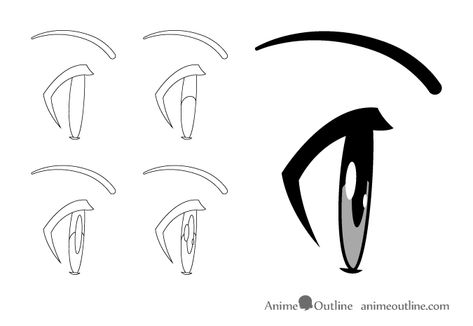 How to Draw Anime  Manga Eyes - Side View - AnimeOutline Eyes Side View, Eyes From The Side, Face Profile Drawing, Human Eye Drawing, Female Anime Eyes, Mata Manga, Eyes Looking Down, Side View Drawing, Chibi Eyes