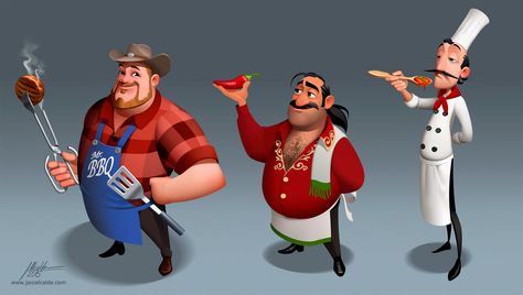 World Chef Characters by javieralcalde.deviantart.com on @DeviantArt Chef Character Design, World Chef, Scary Characters, Casual Art, Casual Game, Game Character Design, Anime Gifts, Cartoon Character Design, Illustration Character Design