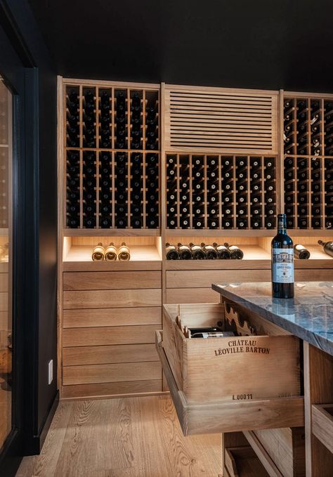 Wine Cellar Architecture, Bourbon Storage, Winery Interior, Wine Cellar Closet, Basement Cellar, Cellar Inspiration, Contemporary Wine Cellar, Wine Fridges, Vintage Inspired Bathroom