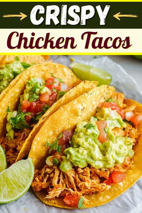 Crunchy Tacos Chicken, Fresh Taco Recipes, Fried Chicken Tacos Flour Tortillas, Crunchy Chicken Tacos Recipe, Crispy Chicken Tacos Recipes, Ground Chicken Tacos Recipes, Chicken Tacos Stove Top, Chicken Soft Taco Recipe, Street Tacos Recipe Chicken