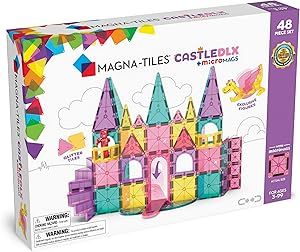 MAGNA-TILES Castle DLX 48-Piece Magnetic Construction Set, The Original Magnetic Building Brand Glitter Tiles, Magna Tiles, Spiral Staircases, Magnetic Construction, Isosceles Triangle, Sustainable Toys, Green Toys, World Of Tanks, Beach Toys