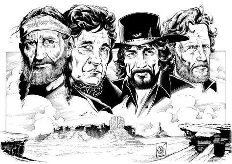 the highwaymen | JOVCHEVSKI's WORLD Johnny Cash Art, The Highwaymen, Highway Men, Old Country Music, Waylon Jennings, Outlaw Country, Kris Kristofferson, Country Music Artists, Music Pictures