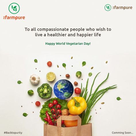 #thefarmpure #farmpure #organicfood #theconsciouschoice #organic #organicproducts #organictea #chemicalfreefood #cleanfood #eathealthy #nongmofoods #healthy #foodknowledge World Vegetarian Day Creative Ads, World Vegan Day Creative Ads, Chemical Free Food, World Vegetarian Day, Vegetarian Day, World Vegan Day, Digital Advertising Design, Awareness Poster, Organic Teas