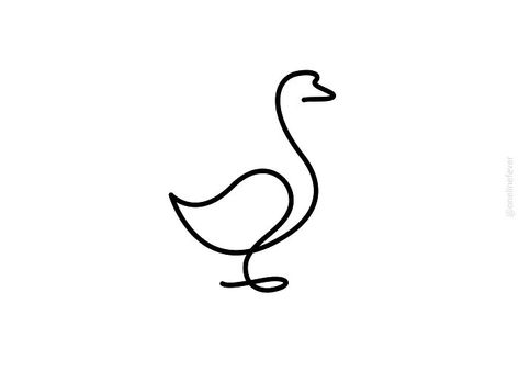 Single Line Art Animals, Sloth Minimalist Tattoo, Goose Tattoos For Women, Animal One Line Drawings, Goose Line Art, Goose Line Tattoo, Goose Tatoos, Simple Goose Drawing, Goose Line Drawing