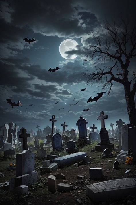 Spooky Halloween Pictures, Happy Halloween Pictures, Creepy Houses, Halloween Wallpaper Cute, Gothic Garden, Cemetery Art, Halloween Artwork, 다크 판타지, Dark Pictures