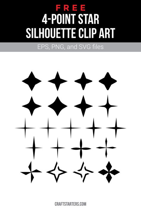 4 Point Star Nails, Procreate Stickers, Four Point Star, 4 Point Star, Cool Symbols, Star Outline, Star Silhouette, Skeleton Hand Tattoo, Creepy Christmas