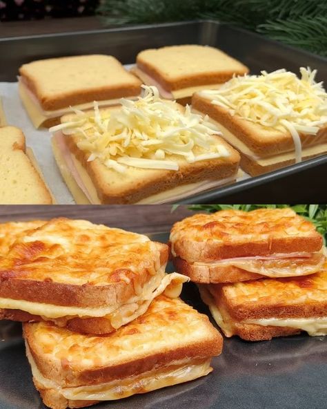 Made by Elizabeth Recipes With Bread Slices, Dinner Sides Recipes, Baked Sandwiches, Cheese Sandwich Recipe, Egg And Cheese Sandwich, Cheesy Ham, Cheese Sandwich Recipes, Orange Cake Recipe, Ham Sandwiches