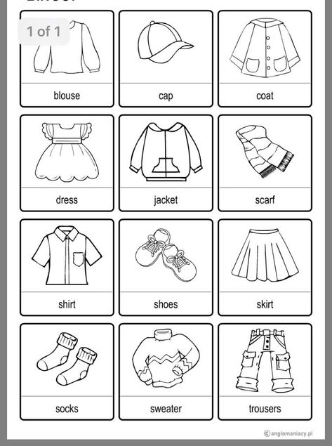 Clothes Worksheet, Ingles Kids, Clothes Words, Hebrew Education, Body Preschool, English Teaching Materials, English Activities For Kids, Teaching Outfits, English Worksheets For Kids