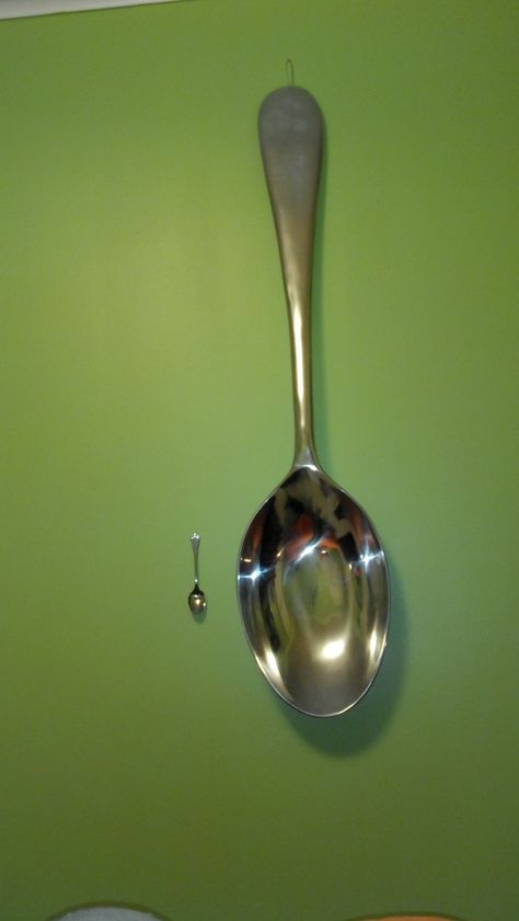 My HUGE spoon, next to a normal size spoon, hanging on my bedroom wall!(: Funny Status Quotes, Funny Status, Funny Statuses, Status Quotes, My Bedroom, Bedroom Wall, Spoons, I Saw, Bedroom