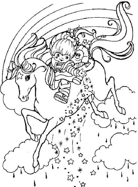 80s Coloring, Horse Coloring Pages, Rainbow Bright, Easy Coloring Pages, Rainbow Brite, Cartoon Coloring Pages, Kids Coloring Books, Horse Coloring, Cute Coloring Pages