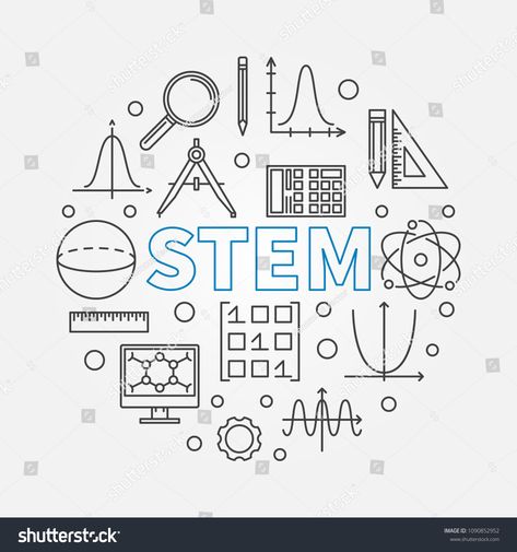 STEM round modern illustration in outline style. Vector science, technology, engineering, math circular linear symbol #Ad , #AD, #outline#style#Vector#STEM Stem Logo Graphics, Math Slogan Design Ideas, Stem Poster Design, Stem Graphic Design, Stem Strand Logo, Stem Doodles, Stem Symbols, Stem Logo Design, Stem Strand