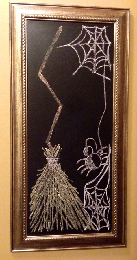 My Halloween Chalk Art!! Chalk Door Ideas, Halloween Chalkboard Ideas Easy, Seasonal Chalkboard Art, Chalkboard In Kitchen, Cute Fall Chalkboard Ideas, Halloween Chalk Drawings, Spooky Chalkboard Art, Chalkboard Halloween Ideas, Halloween Chalk Art Easy