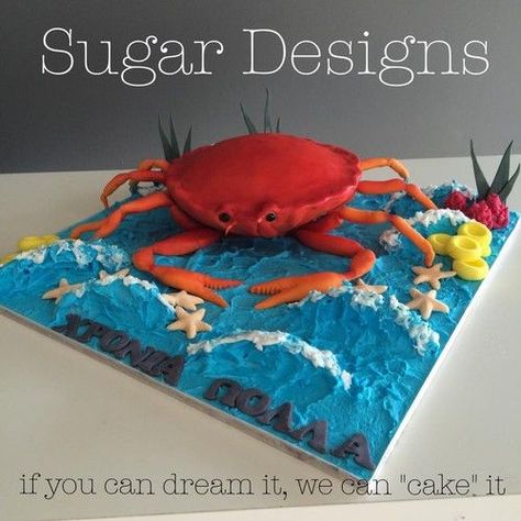 Sculpted Cake Crab Cake birthday cake Men's cake #birthdaycake #sugardesigns: Crab Birthday Cakes, Sculpted Cake, Cake In A Can, Cake Birthday Cake, Cake Classes, Crab Cake, Sculpted Cakes, Couture Cakes, 3d Cakes