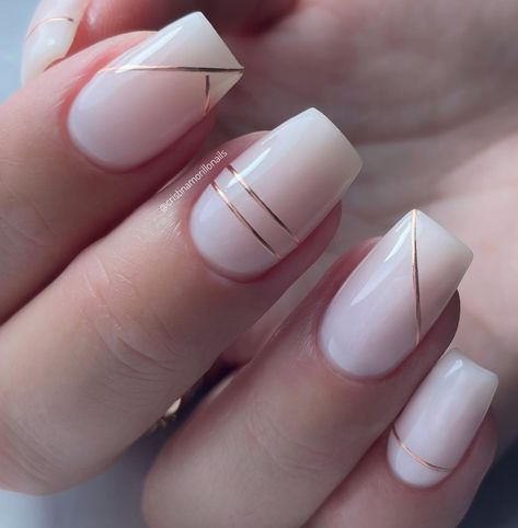 40 Stunning Geometric Nail Art Ideas You Must Try - Hairstylery Round Nail Designs, Simple Valentines, Hair Codes, Nail Art Stripes, Milky Nails, Geometric Nail Art, Squoval Nails, Rose Nail Art, Classy Nail Designs