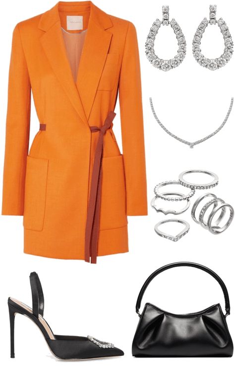 Discover outfit ideas for party made with the shoplook outfit maker. How to wear ideas for silver ring set polyvore and Elleme, Croissant Shoulder Bag Outfit Ideas For Party, Orange And Silver, Silver Crystal Earrings, Orange Party, Burnt Orange Dress, Orange Outfit, Silver Ring Set, Outfit Maker, Silver Accessories