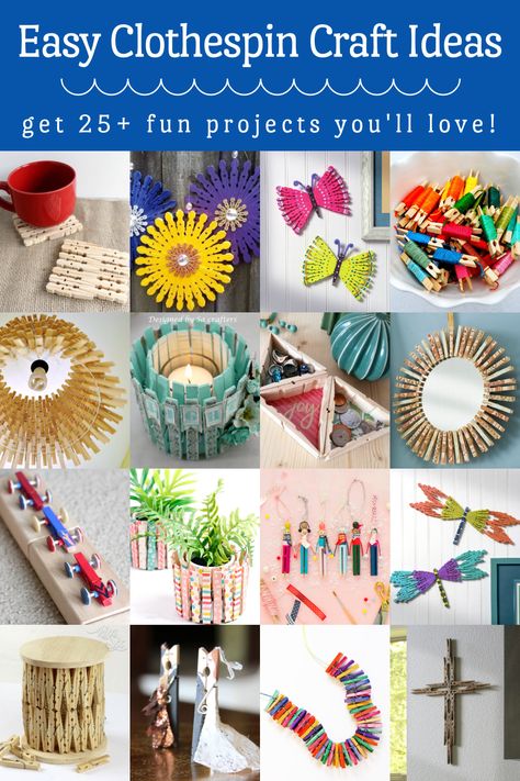 These clothespin craft ideas will keep both kids and adults busy for hours! Great ideas for decor, gifts, and more. Perfect for beginners. Craft Ideas With Clothes Pins, Diy Clothespins Ideas, Clothes Peg Crafts Diy Ideas, Decorating Clothes Pins, Crafts With Wooden Clothes Pins, Peg Crafts For Adults, Peg Art Ideas, Mini Clothespin Crafts Diy, Quick Craft Projects For Adults