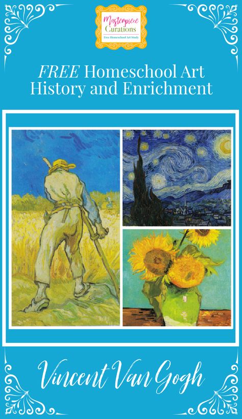 Vincent Van Gogh was a passionate artist who touched the heart of millions. Want to learn more about this amazing artist? Check out our free homeschool artist study biography on Vincent van Gogh. “I am seeking, I am striving, I am in it with all my heart.” ~ Vincent van Gogh Van Gogh Study, Projects School, Master Artists, Artist Study, Art Eras, All My Heart, Dutch Painters, Free Homeschool, Homeschool Art